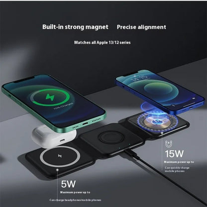 3-in-1 Magnetic Wireless Charging Folding Mobile Phone Holder
