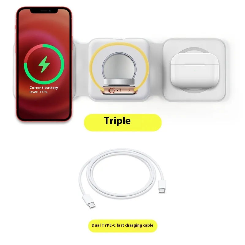 3-in-1 Magnetic Wireless Charging Folding Mobile Phone Holder